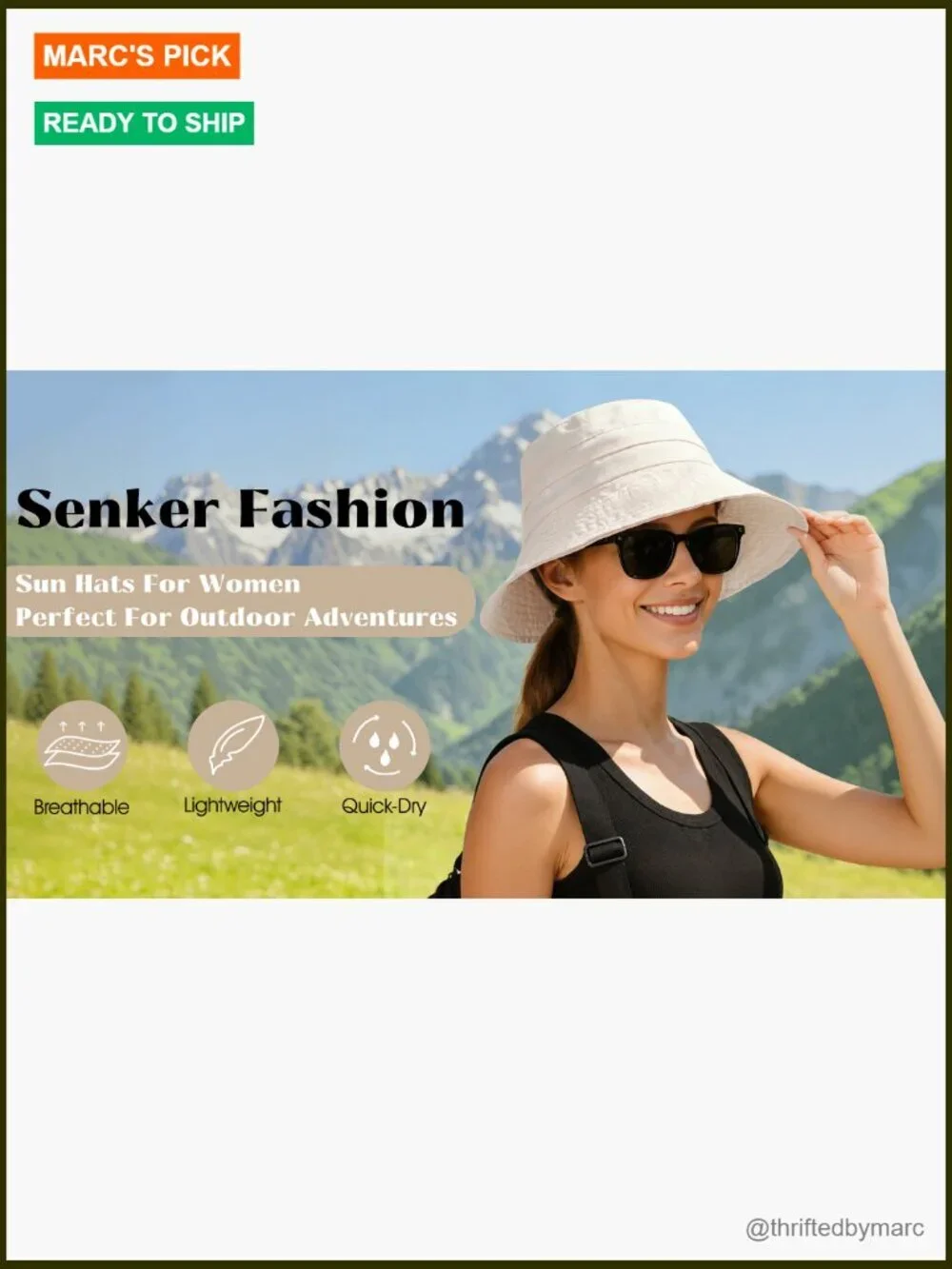 Packable Bucket Sun Hat UPF 50+ Waterproof Adjustable for Hiking Fishing